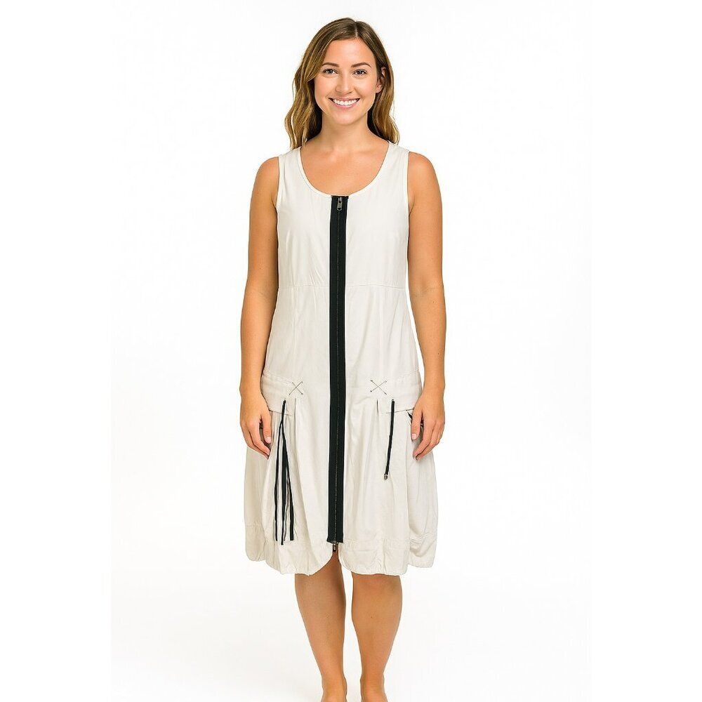 Jane & John Nautical Striped Dress Large Blue White Sleeveless Coastal Classic